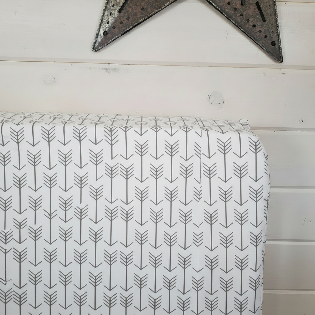 White Gray Arrow Fitted Sheet with Shiplap and Star