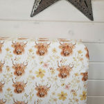 Wildflower Highland Cow Western Sheet on Mattress