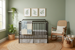 Woodland nursery with non-quilted patchwork blanket