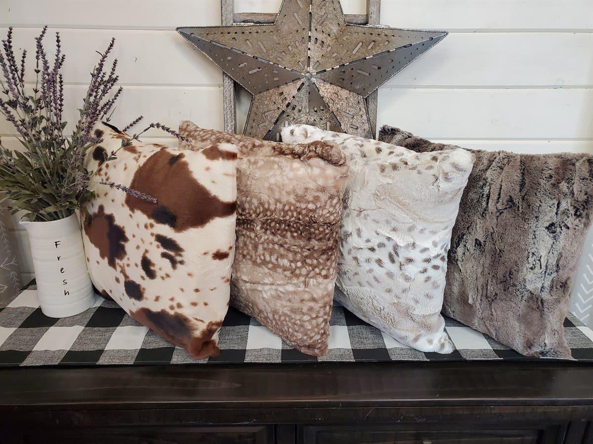 Patchwork cowhide rustic western decor Throw Pillow