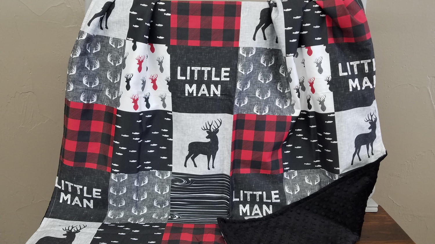 Blanket - Little Man Deer Patchwork Print Baby Blanket or Toddler Comforter - DBC Baby Bedding Co 