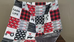 Twin, Full, or Queen Comforter - Farm Life Red and Black- Cows, Tractors - DBC Baby Bedding Co 