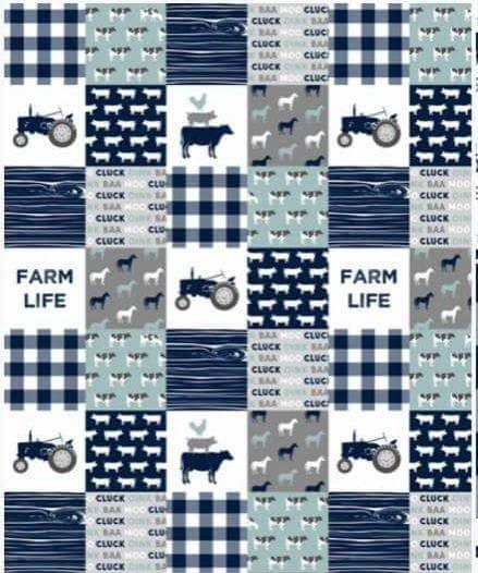 Twin, Full, or Queen Comforter - Farm Life Navy and Gray - Tractors, Cows - DBC Baby Bedding Co 