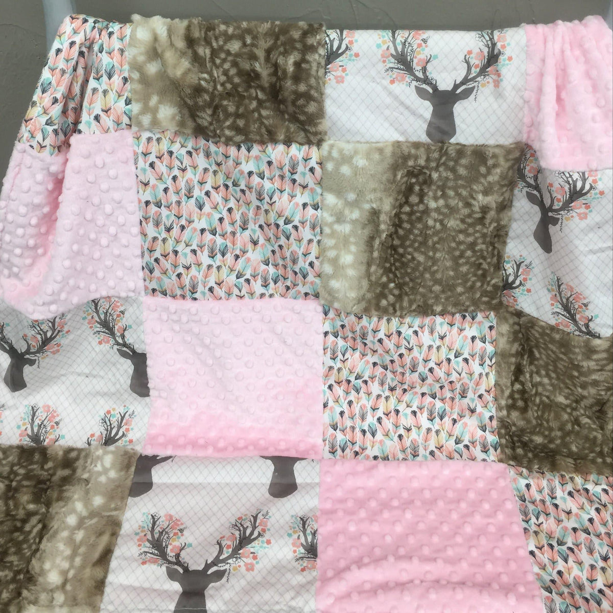 Custom Girl Crib Bedding - Floral Deer Woodland Nursery Collection - DBC Baby Bedding Co 