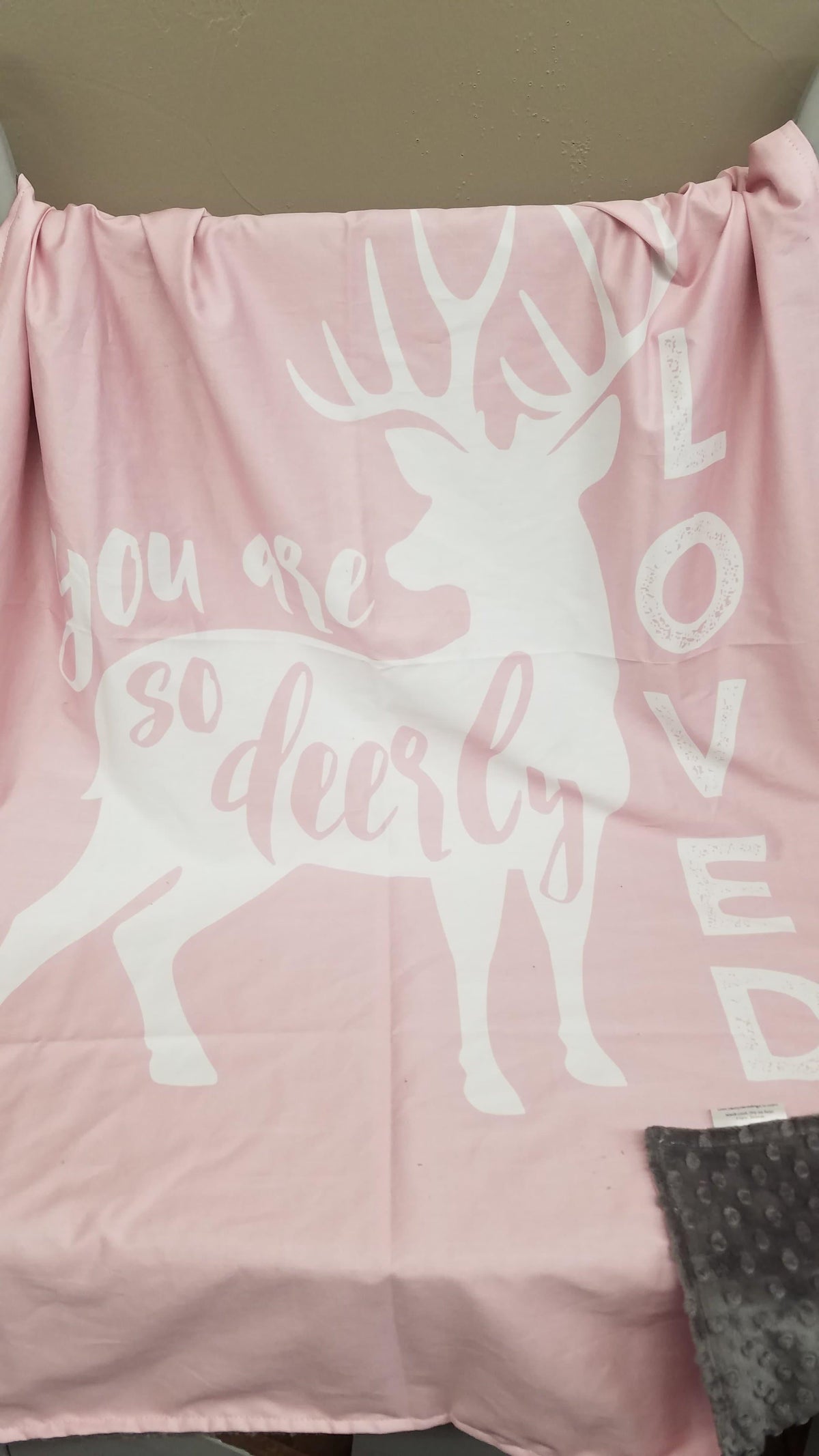 Standard Blanket - You Are So Deerly Loved  Deer Blanket, light pink - DBC Baby Bedding Co 
