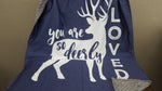 Standard Blanket - You Are So Deerly Loved  Deer Blanket, navy - DBC Baby Bedding Co 