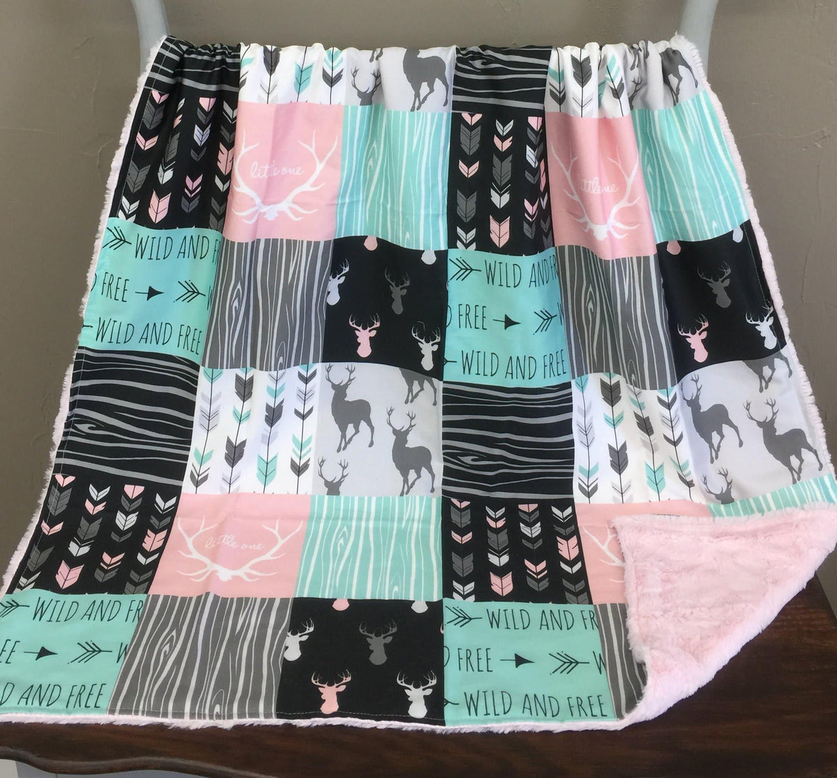 Twin, Full, Queen Comforter - Wild Free Deer Girl Patchwork Print Blanket or Comforter - DBC Baby Bedding Co 