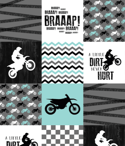 Custom Boy Crib Bedding - Dirt Bike, Race Flag Check, Motocross Collection - DBC Baby Bedding Co 