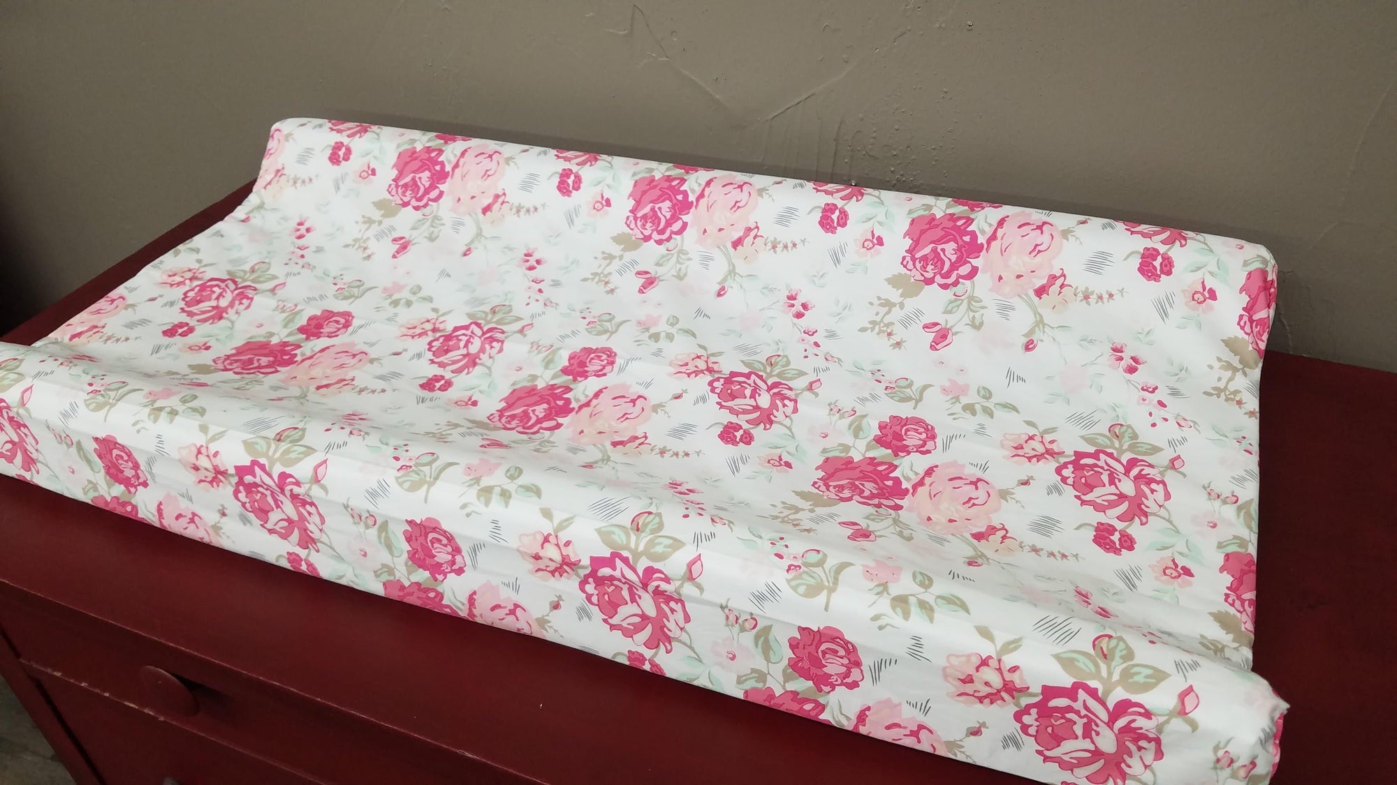 Changing Pad Cover - Floral in Romantic Roses - DBC Baby Bedding Co 