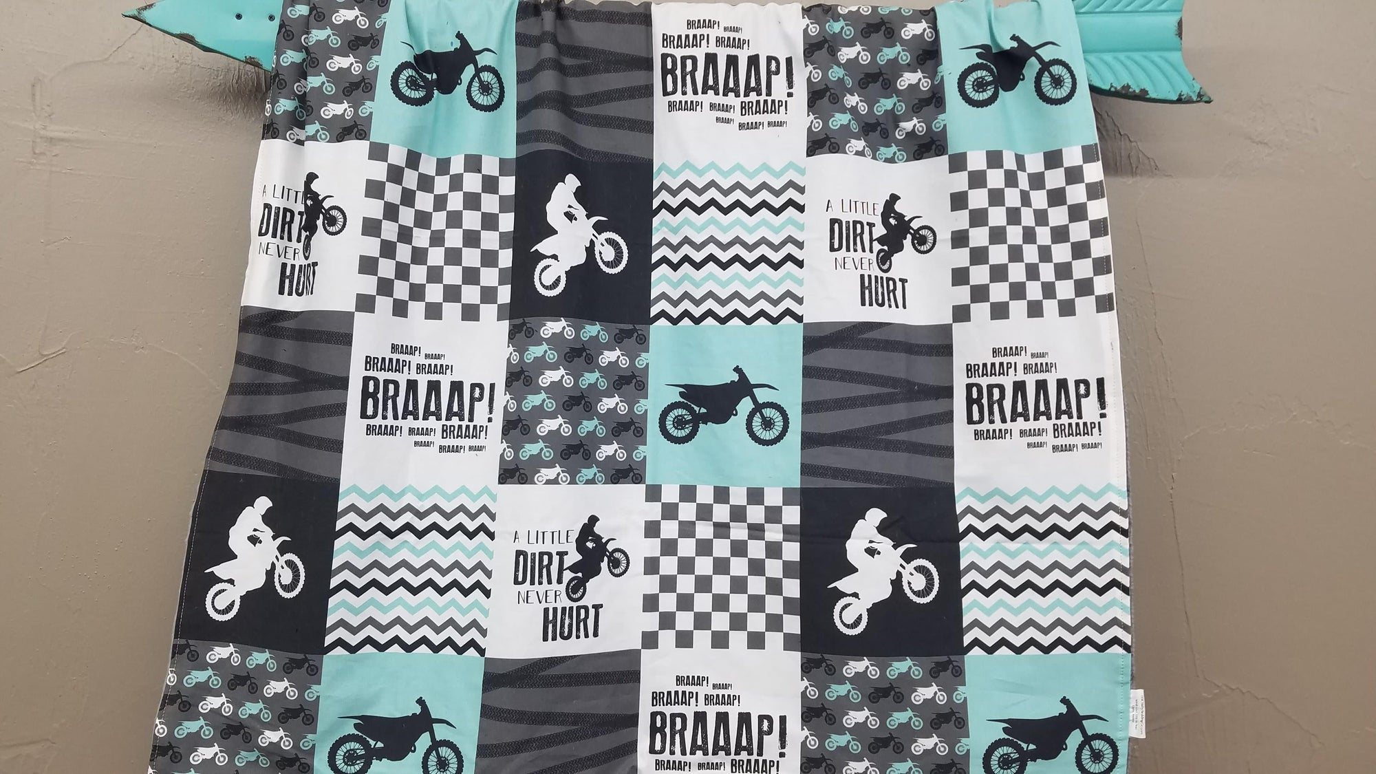 Custom Boy Crib Bedding - Dirt Bike, Race Flag Check, Motocross Baby Bedding & Nursery Collection - DBC Baby Bedding Co 