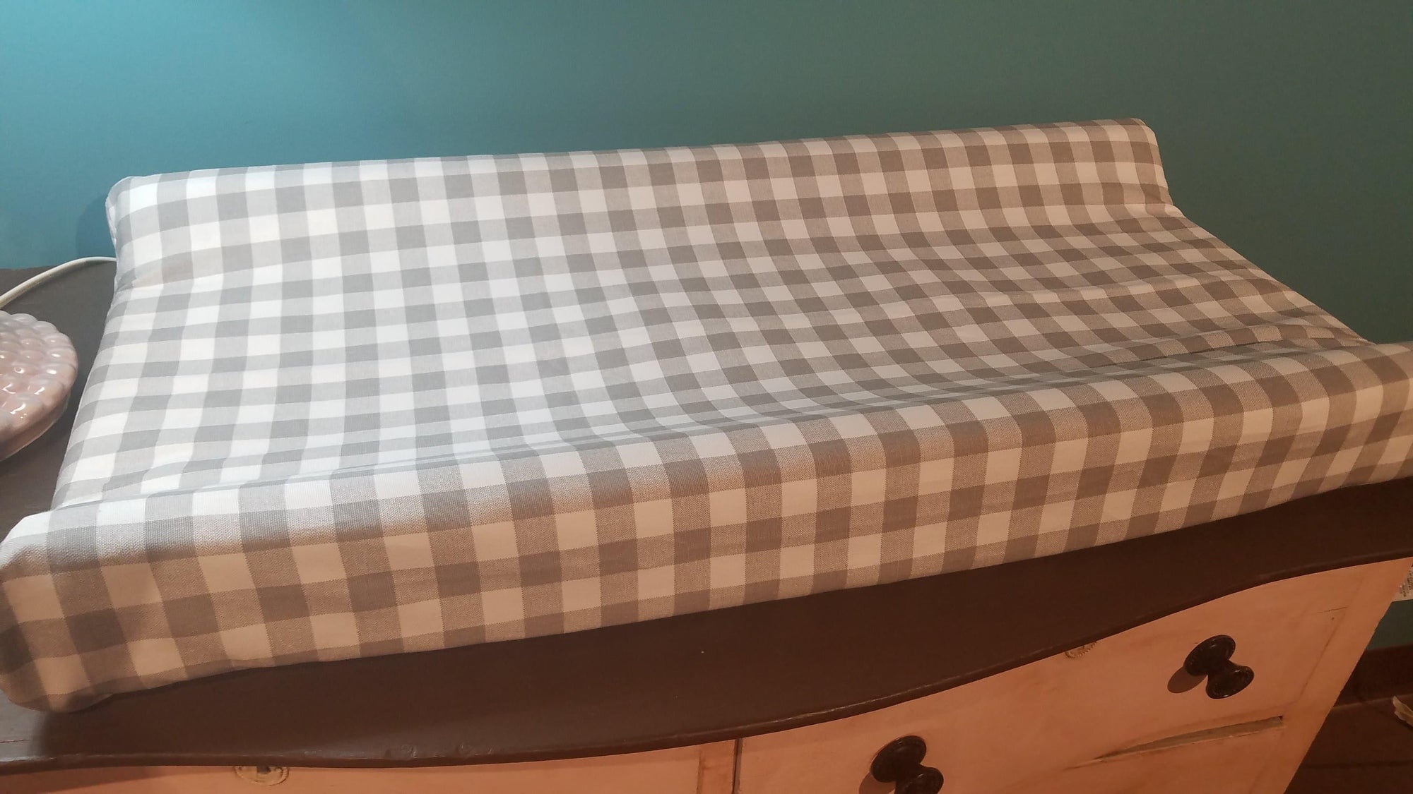 Changing Pad Cover - Gray Plaid Farmhouse Cover - DBC Baby Bedding Co 