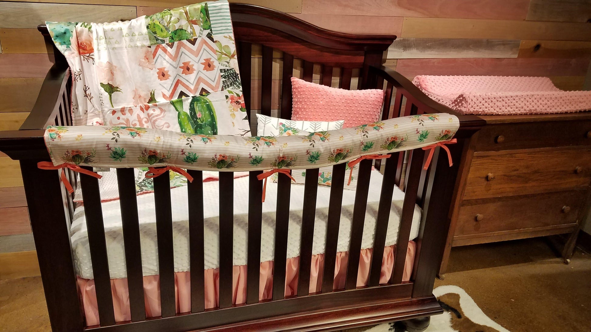 Custom Girl Crib Bedding - Cactus Western Nursery Collection - DBC Baby Bedding Co 