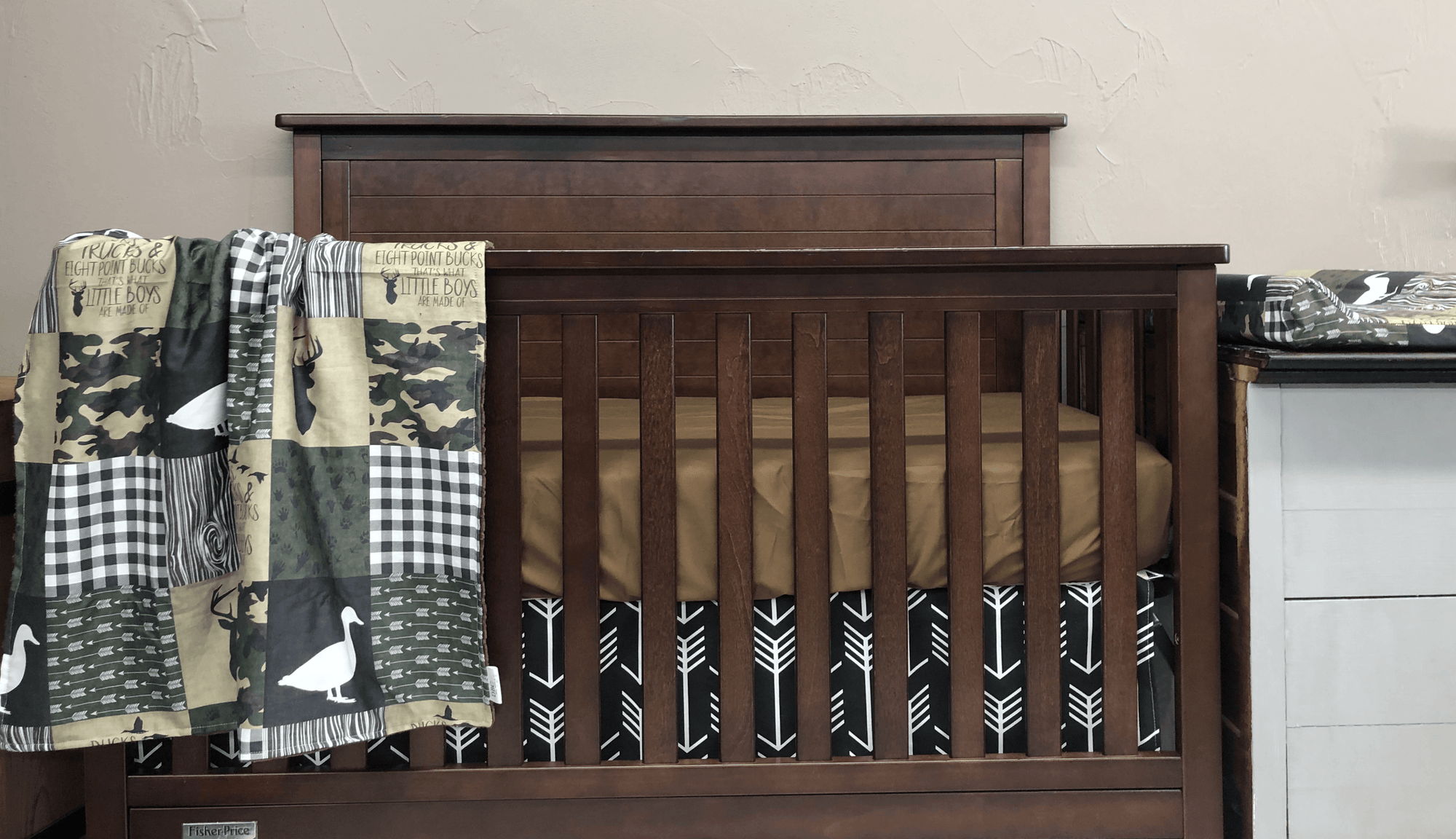 Custom Boy Crib Bedding- Ducks, Trucks, Eight Point Bucks Woodland Collection - DBC Baby Bedding Co 