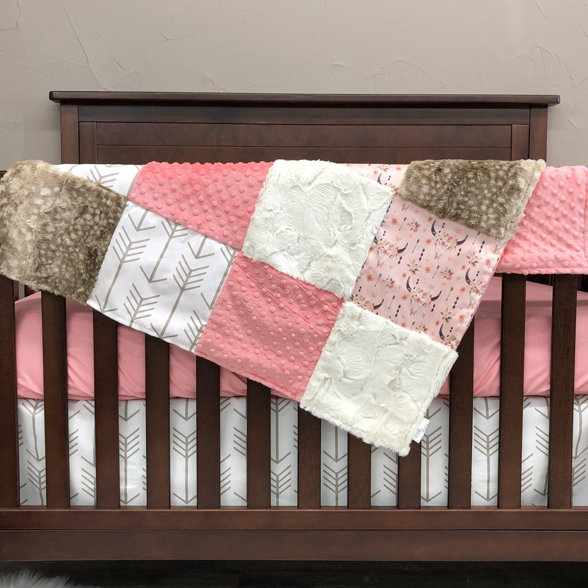 Custom Girl Crib Bedding - Steer and Fawn Minky Ranch Nursery Collection - DBC Baby Bedding Co