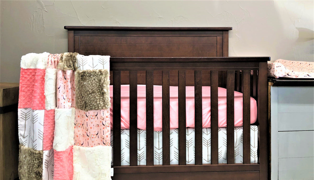 Custom Girl Crib Bedding - Steer and Fawn Minky Ranch Nursery Collection - DBC Baby Bedding Co