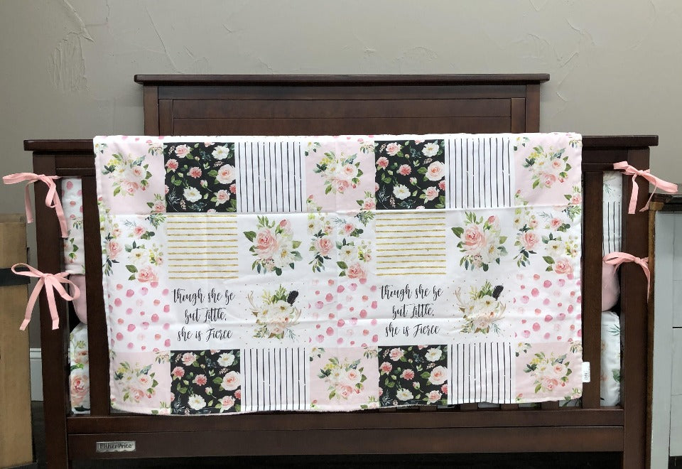 Custom Baby Girl Crib Bedding  - Blush Rose Floral Crib Bedding - DBC Baby Bedding Co