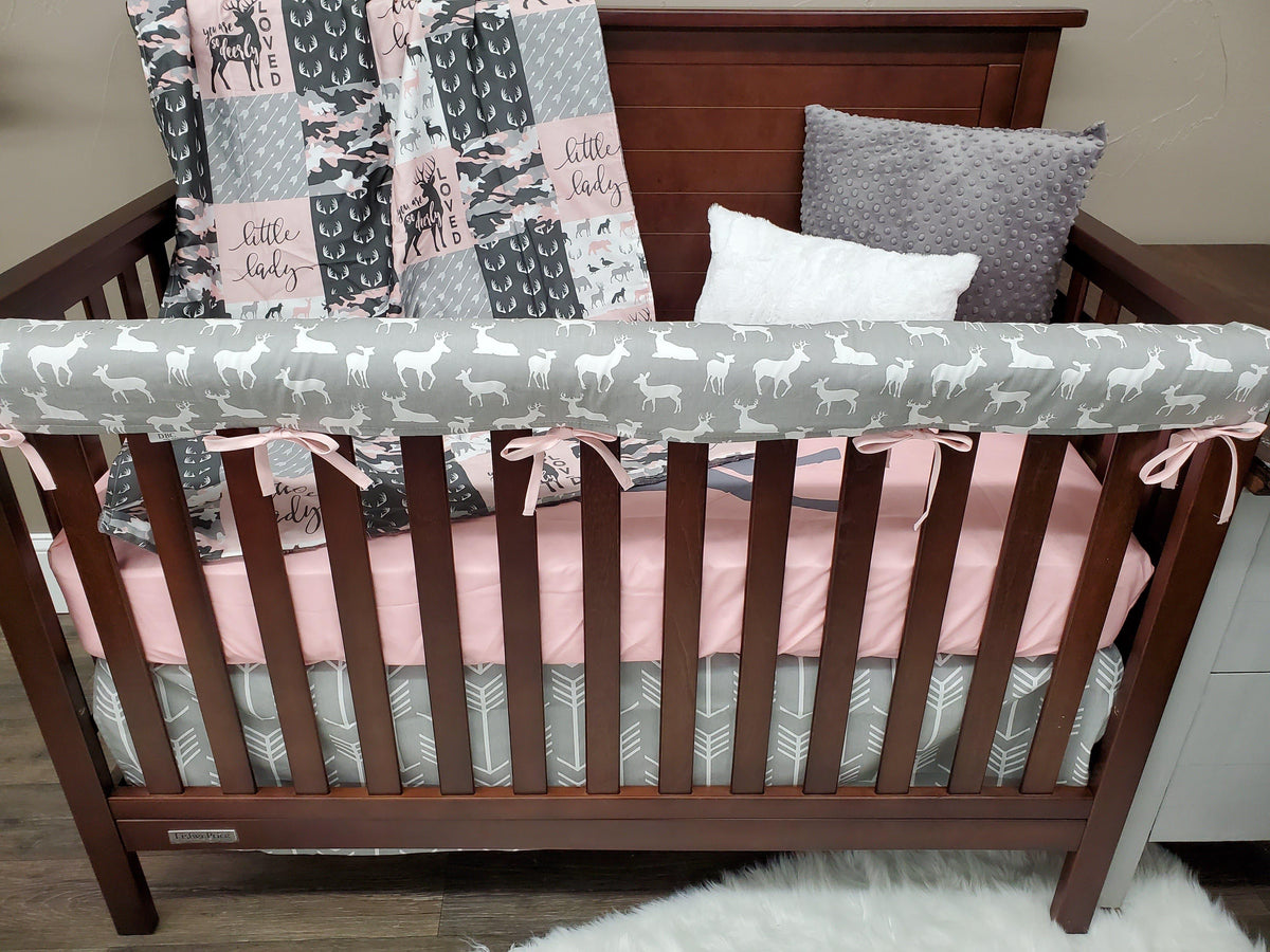 Custom Girl Crib Bedding- Deerly Loved Deer Woodland Collection - DBC Baby Bedding Co 
