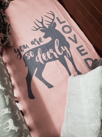 Custom Girl Crib Bedding- Deerly Loved Deer Woodland Collection - DBC Baby Bedding Co 