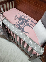 Custom Girl Crib Bedding- Deerly Loved Deer Woodland Collection - DBC Baby Bedding Co 