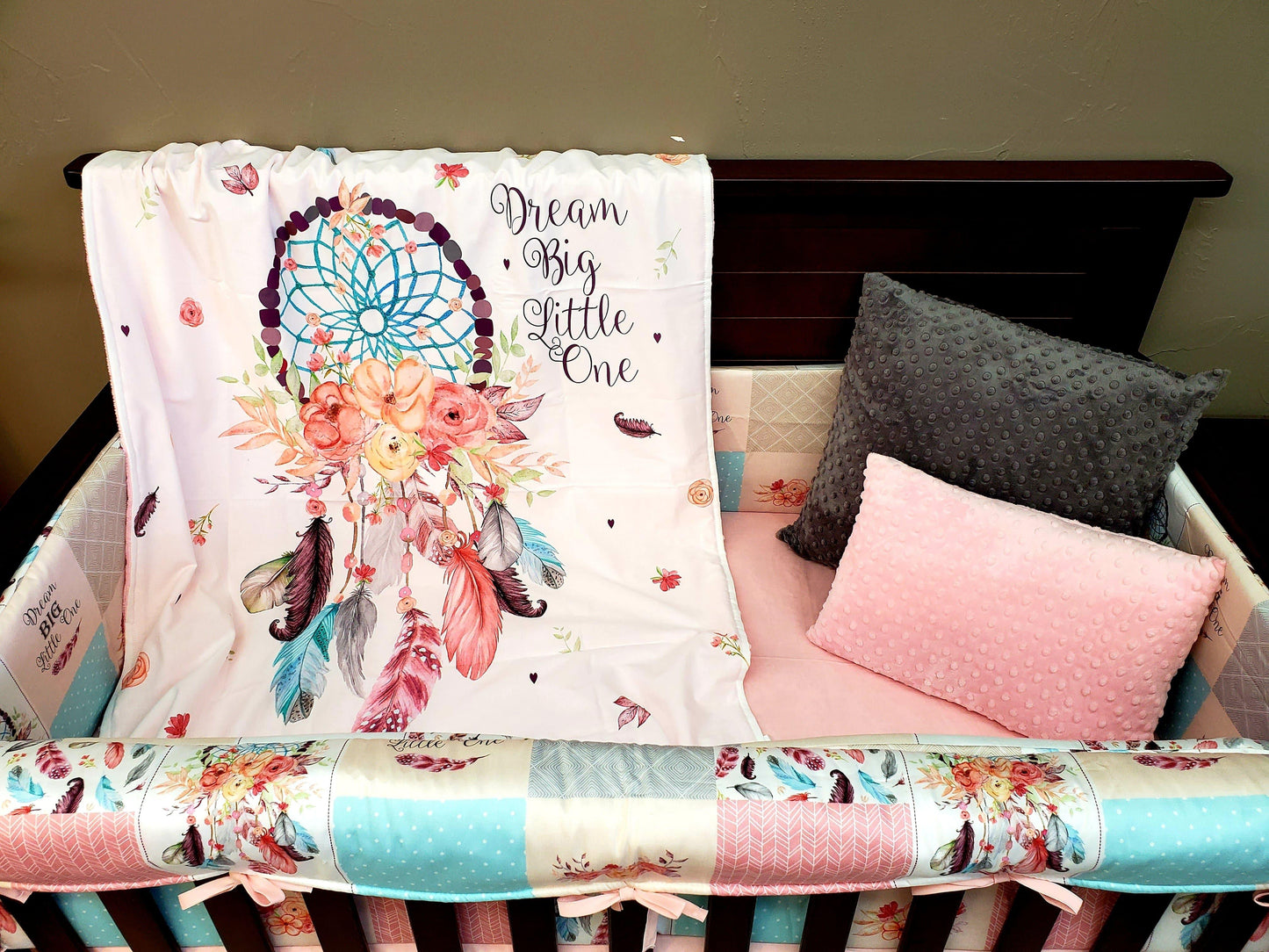 Custom Girl Crib Bedding- Dream Catcher Collection - DBC Baby Bedding Co 