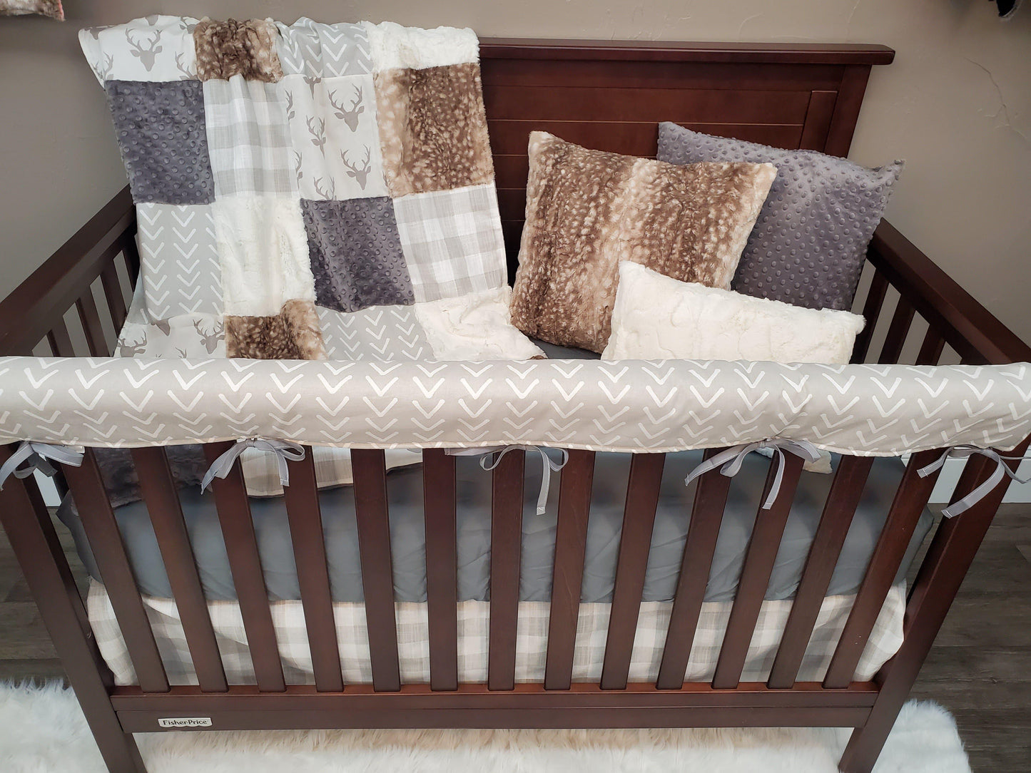 Neutral Crib Bedding - Buck and Arrow Woodland Collection - DBC Baby Bedding Co 