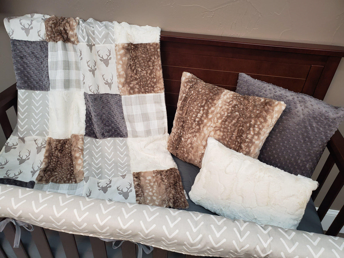 Neutral Crib Bedding - Buck and Arrow Woodland Collection - DBC Baby Bedding Co 