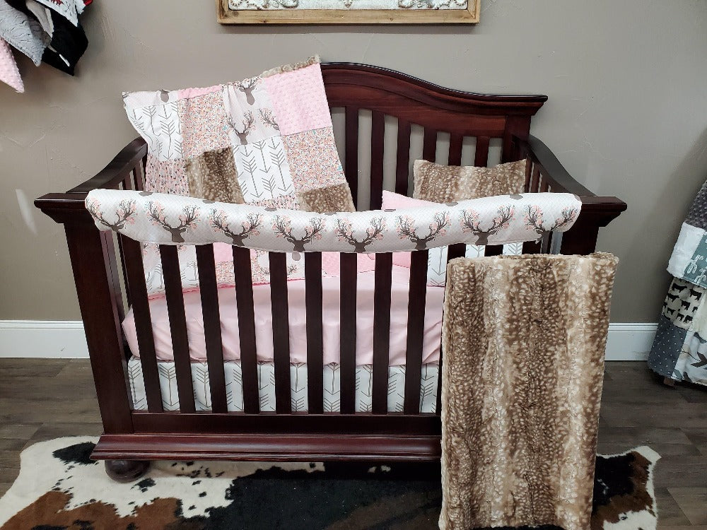 Ready to Ship Girl Crib Bedding - Tulip Fawn Girl Baby Bedding Collection - DBC Baby Bedding Co 