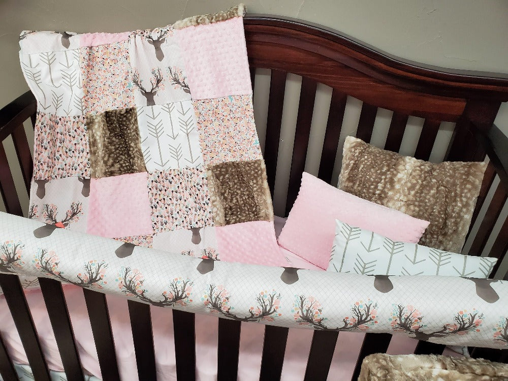 Ready to Ship Girl Crib Bedding - Tulip Fawn Girl Baby Bedding Collection - DBC Baby Bedding Co 