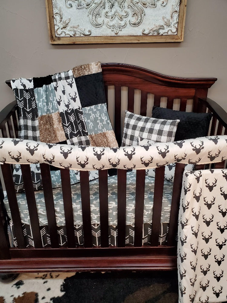 Boy Crib Bedding - Buck, Cactus, Check Woodland Baby Bedding Collection - DBC Baby Bedding Co 