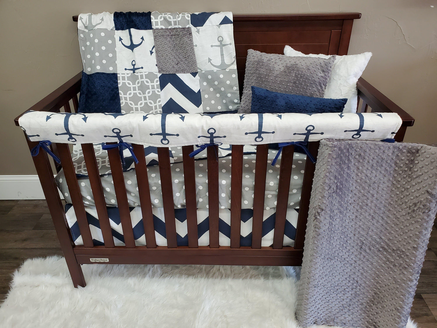 Boy Crib Bedding - Anchor Nautical Crib Bedding Collection - DBC Baby Bedding Co 