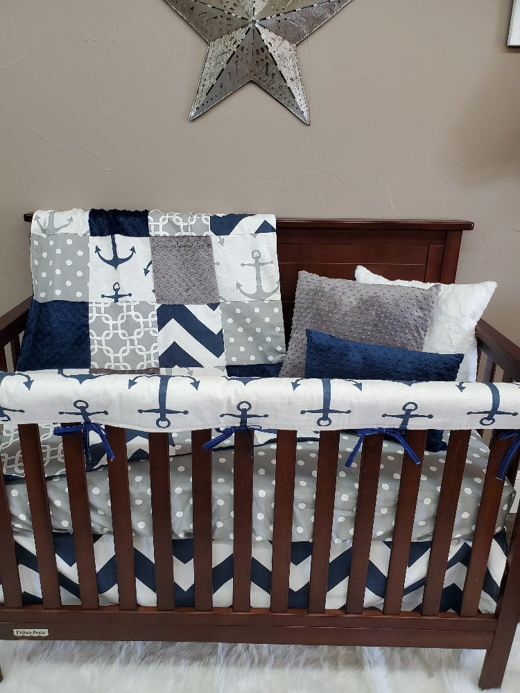 Boy Baby Bedding - Anchor Nautical Crib Bedding Collection - DBC Baby Bedding Co 