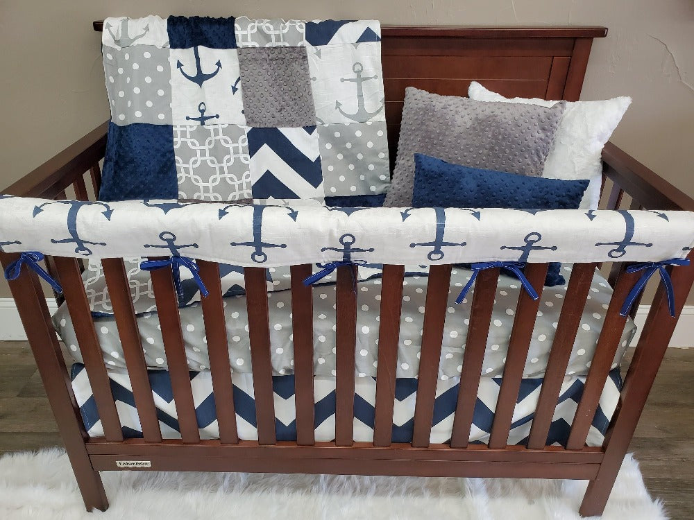 Boy Crib Bedding - Anchor Nautical Crib Bedding Collection - DBC Baby Bedding Co 