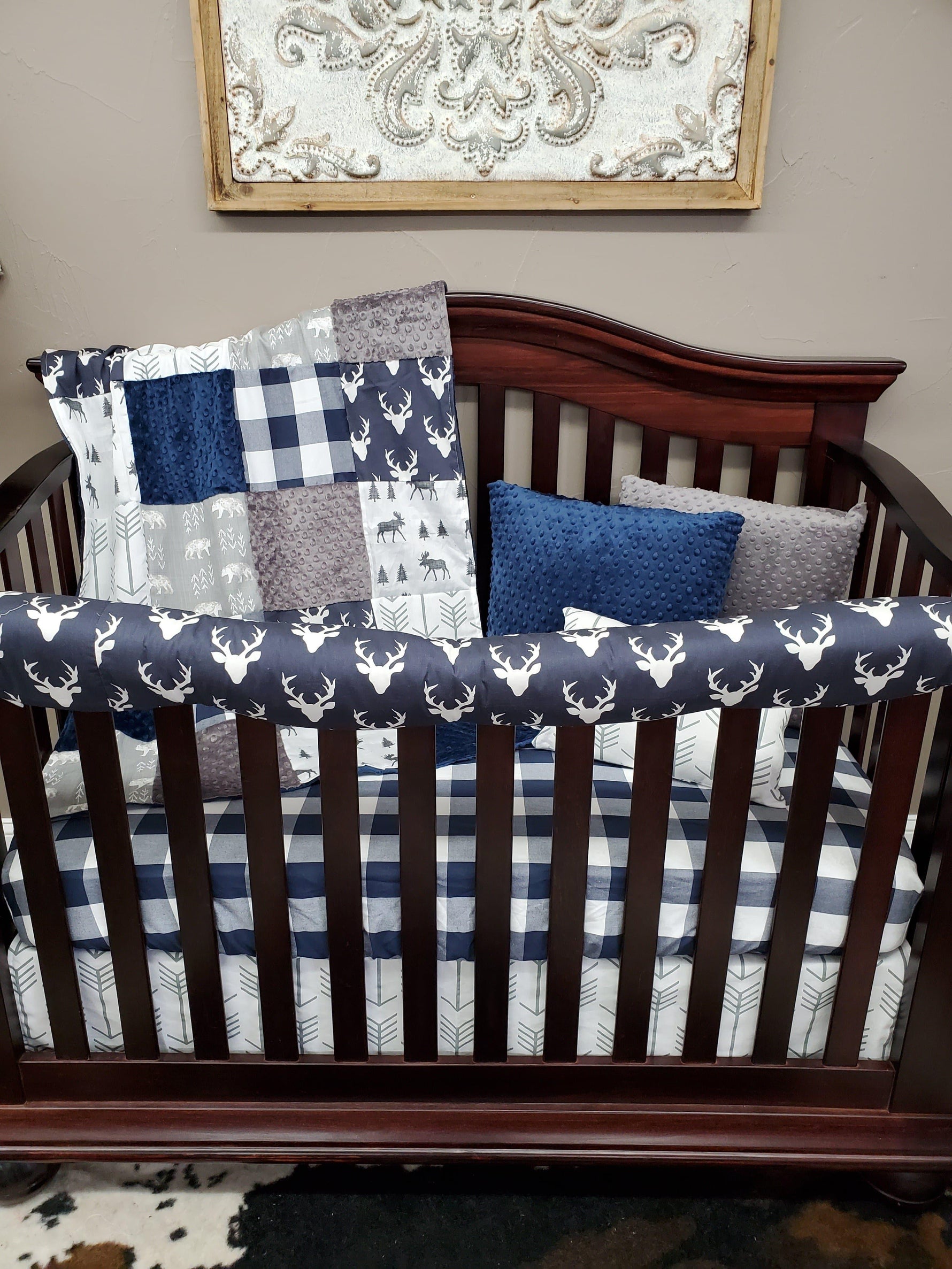 Ready to Ship Boy Crib Bedding - Buck, Bear, Moose Woodland Collection - DBC Baby Bedding Co 