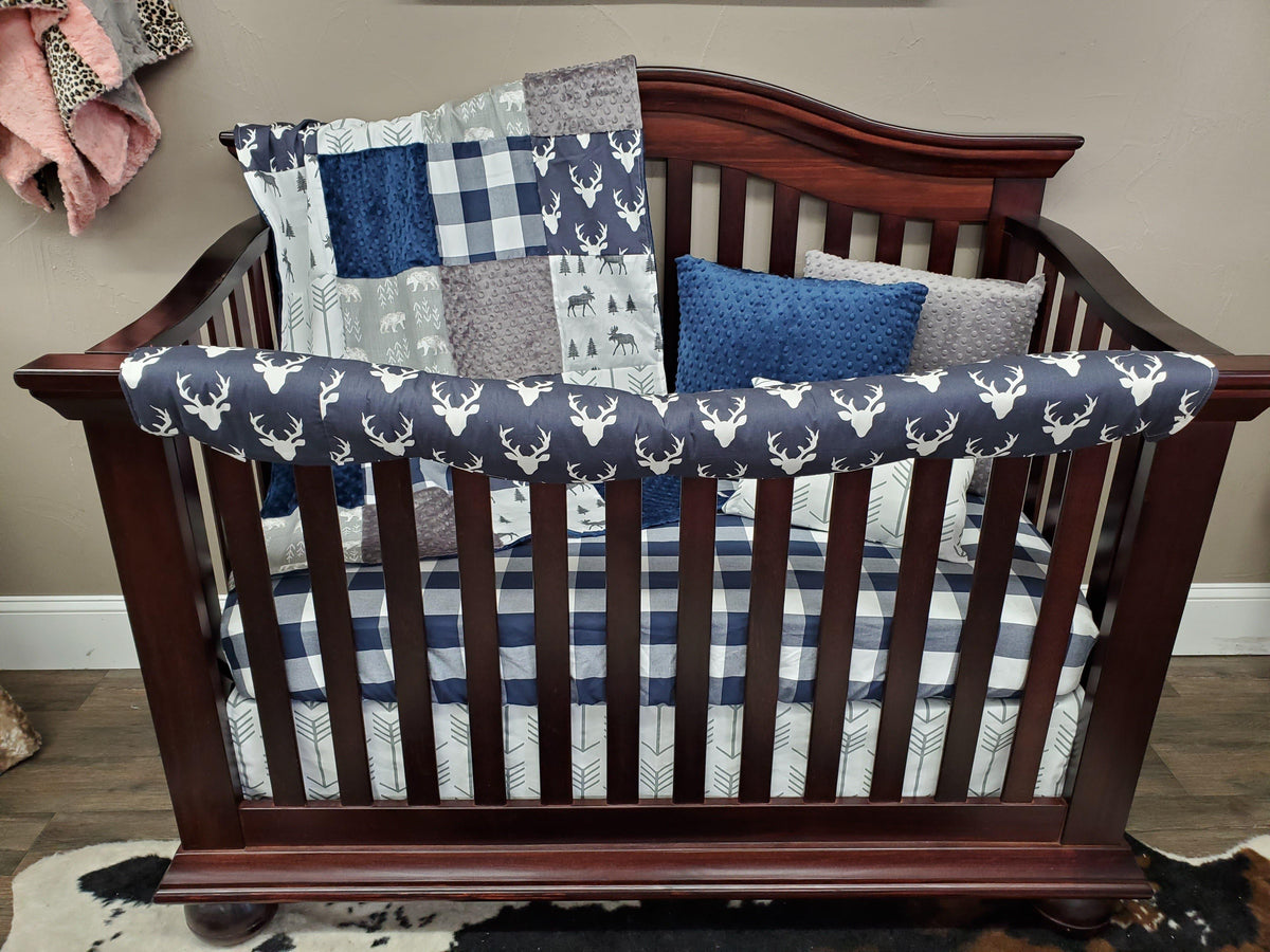 Ready to Ship Boy Crib Bedding - Buck, Bear, Moose Woodland Collection - DBC Baby Bedding Co 