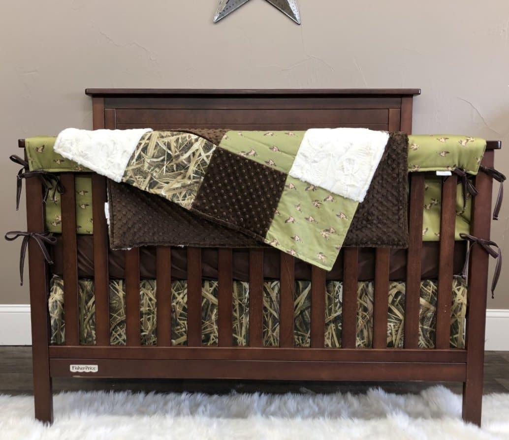 Custom Boy Crib Bedding- Ducks, Switchgrass Camo, Duck Collection - DBC Baby Bedding Co 