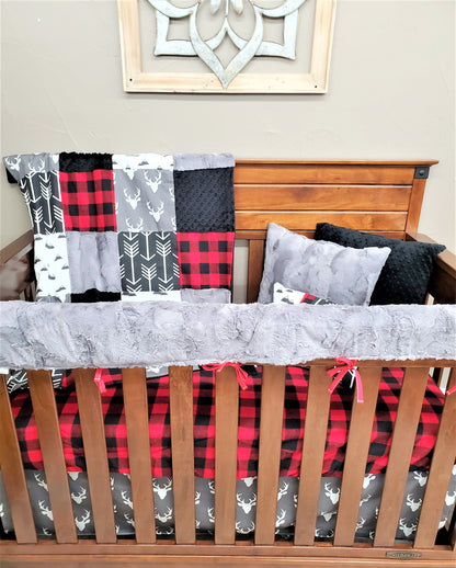 Boy Crib Bedding - Buck and Mountain Woodland Nursery Collection - DBC Baby Bedding Co 