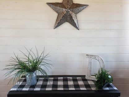 Home Decor - Table Runner - Black White Check with Rabbit Minky decorative ends - DBC Baby Bedding Co 