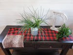 Home Decor - Table Runner - Red Black Check with Fawn Minky decorative ends - DBC Baby Bedding Co 