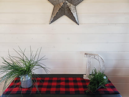 Home Decor - Table Runner - Red Black Check with Cow Minky decorative ends - DBC Baby Bedding Co 