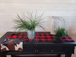 Home Decor - Table Runner - Red Black Check with Cow Minky decorative ends - DBC Baby Bedding Co 