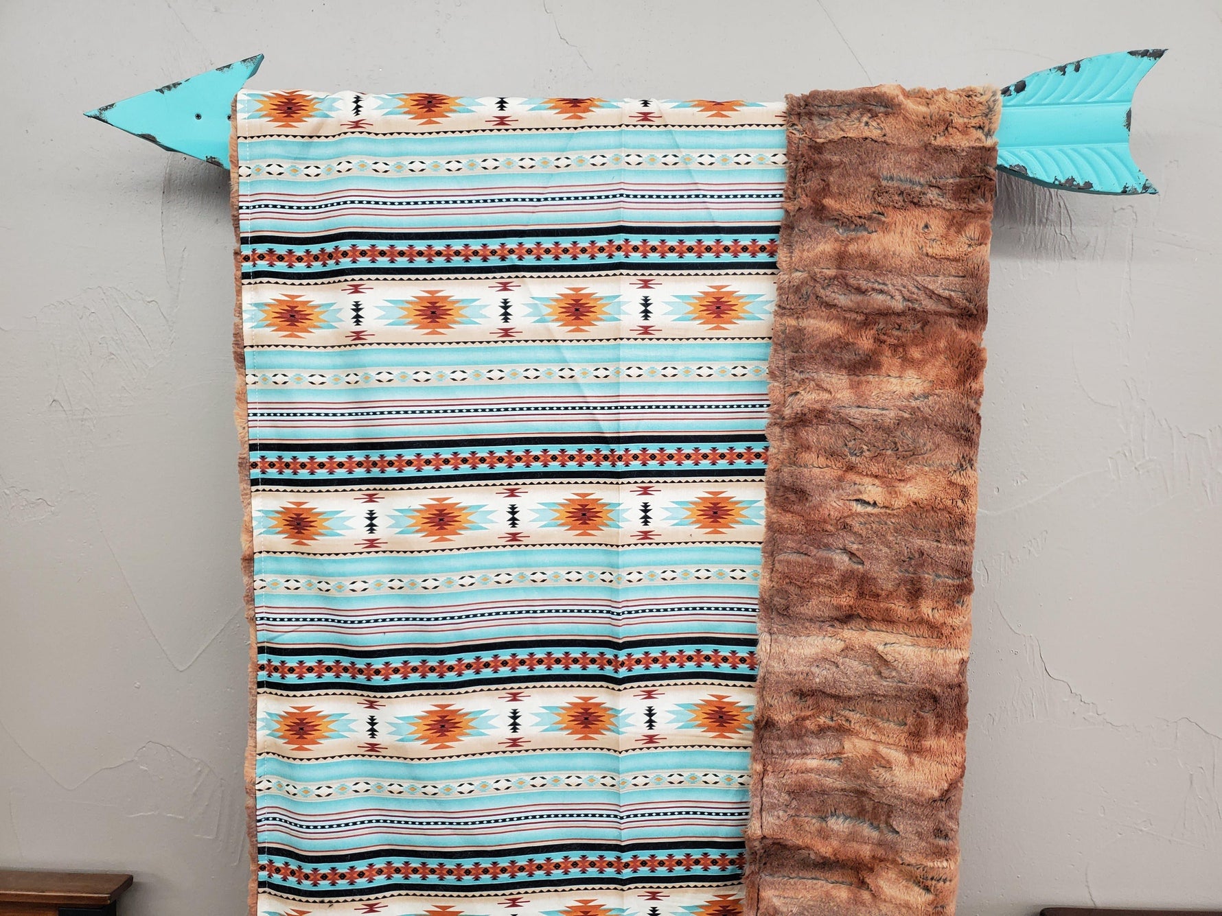 Blanket - Fox Minky and mint aztec - DBC Baby Bedding Co 