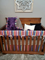 Ready Ship Girl Crib Bedding - Cheetah Minky and Purple Serape Collection - DBC Baby Bedding Co 