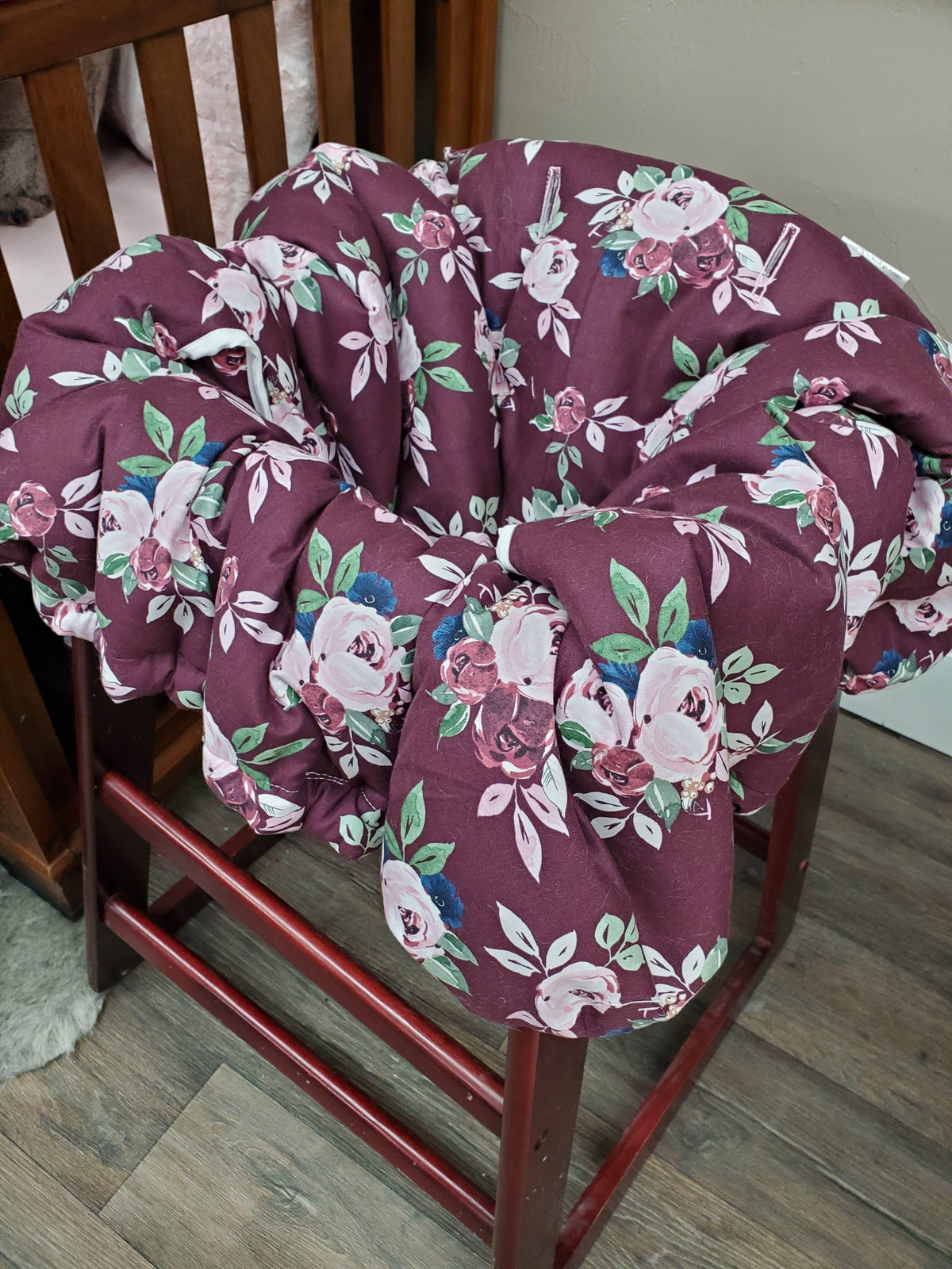 Cart Cover- Maroon Floral Highchair/Cart Cover - DBC Baby Bedding Co 