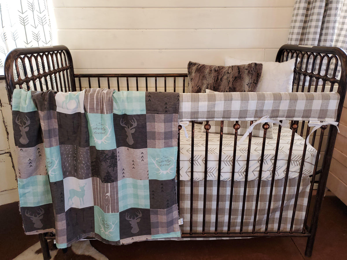 Ready to Ship Neutral Crib Bedding - Deerly Loved Antler Collection - DBC Baby Bedding Co 