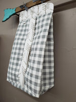 Diaper stacker - Gray Check with White Tan Arrow Trim - DBC Baby Bedding Co 