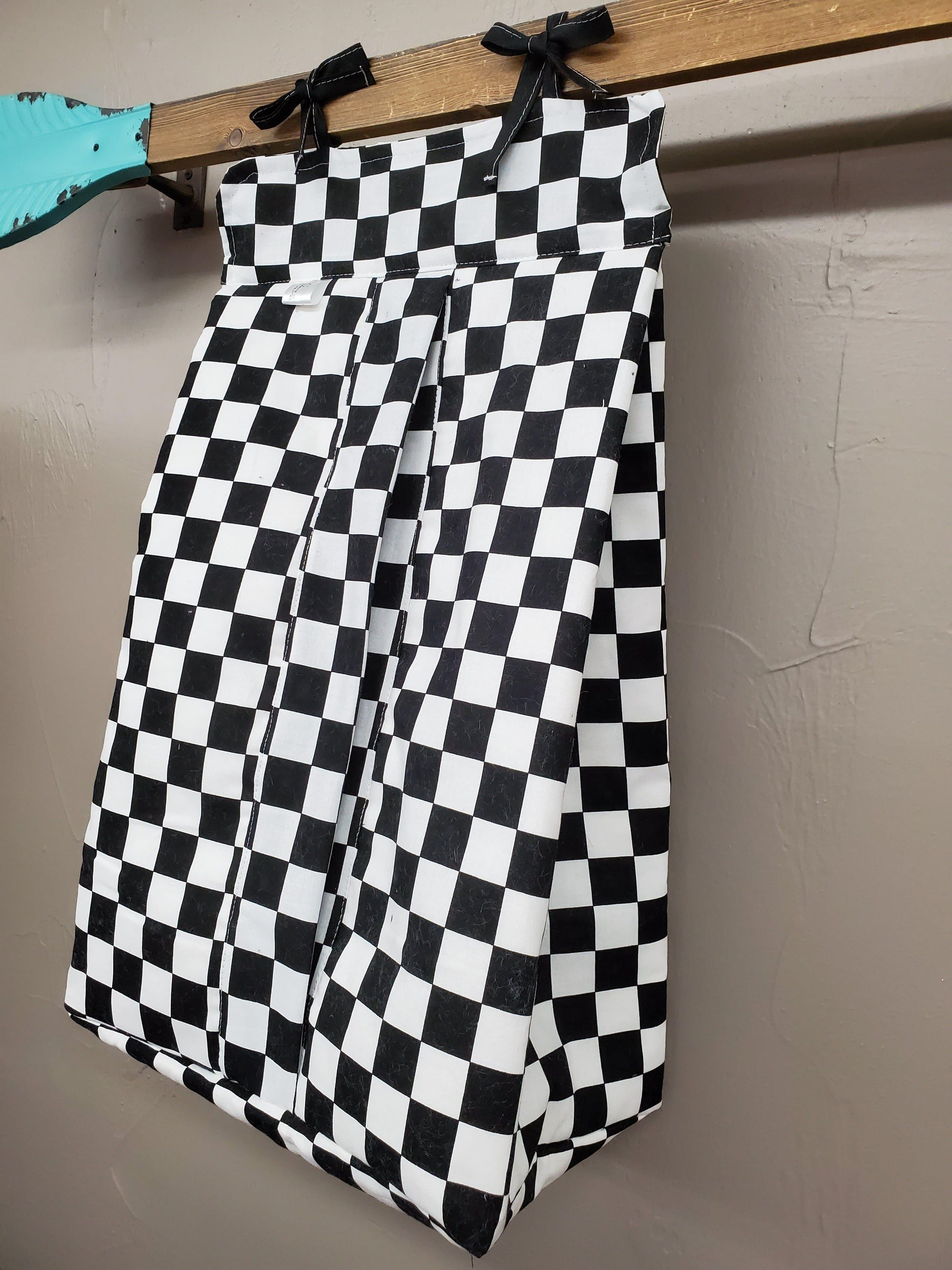 Diaper stacker - Race Flag Check Racing Diaper Stacker - DBC Baby Bedding Co 