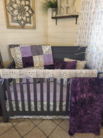 Ready Ship Girl Crib Bedding - Damask and Snow Leopard Collection - DBC Baby Bedding Co 