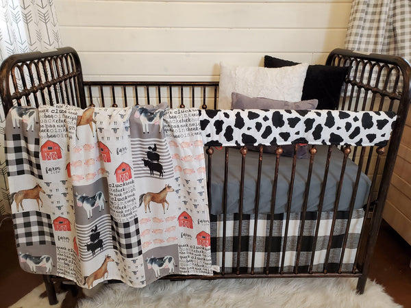 Custom Neutral Crib Bedding- Farm Cow Baby Bedding Collection | DBC ...