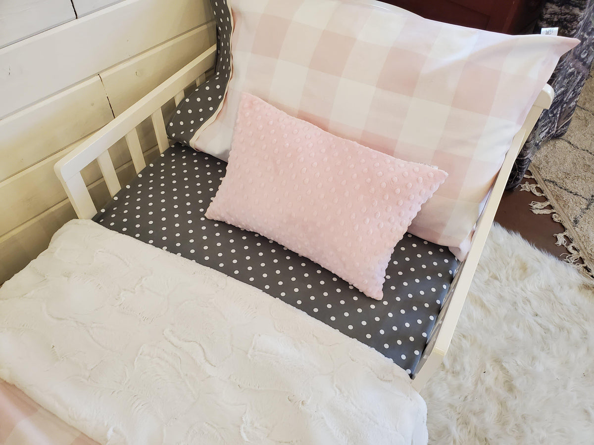 Toddler or Twin Bedding -  Blush Check Collection - DBC Baby Bedding Co 