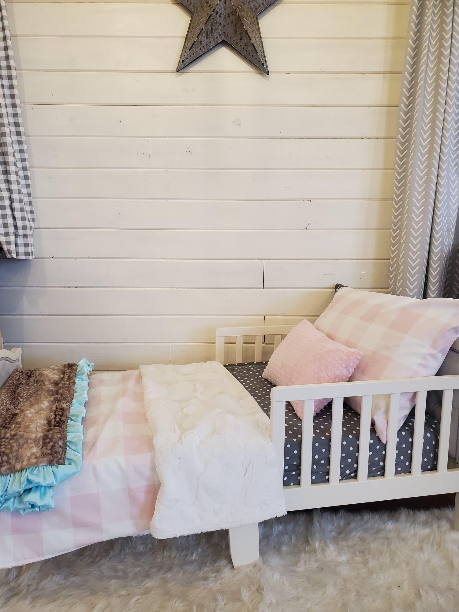 Toddler or Twin Bedding -  Blush Check Collection - DBC Baby Bedding Co 